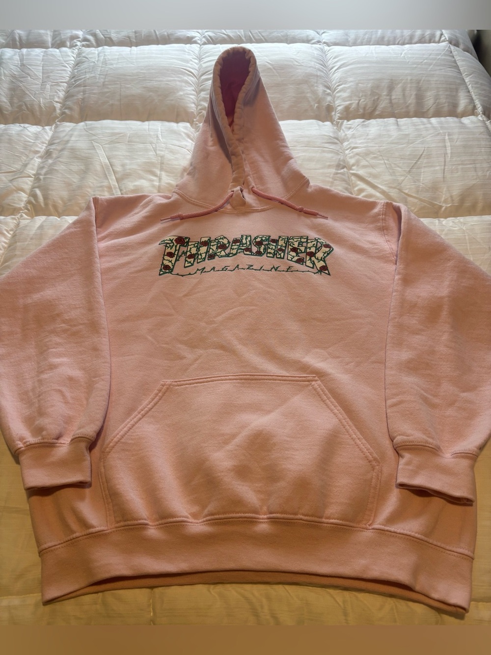 Thrasher Magazine Pink Spellout Logo Hoodie Size Medium